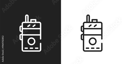 Walkie talkie icon. Linear black, white icon from hunting collection. Outline walkie talkie vector. Thin line symbol isolated on white and black background