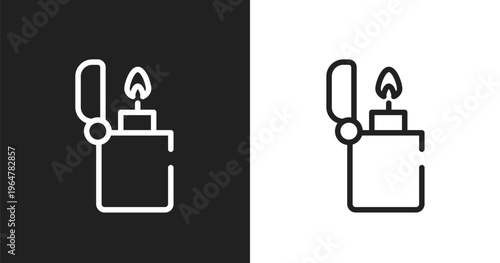 Lighter icon. Linear black, white icon from hunting collection. Outline lighter vector. Thin line symbol isolated on white and black background