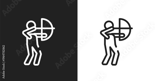 Hunter icon. Linear black, white icon from hunting collection. Outline hunter vector. Thin line symbol isolated on white and black background