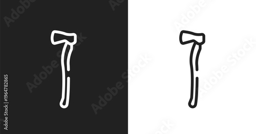 Axe icon. Linear black, white icon from hunting collection. Outline axe vector. Thin line symbol isolated on white and black background
