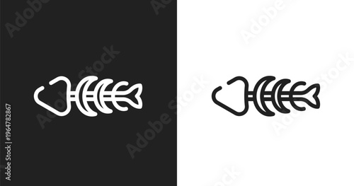 Fishbone icon. Linear black, white icon from hunting collection. Outline fishbone vector. Thin line symbol isolated on white and black background