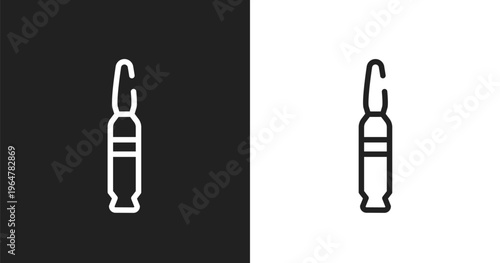 Bullets icon. Linear black, white icon from hunting collection. Outline bullets vector. Thin line symbol isolated on white and black background