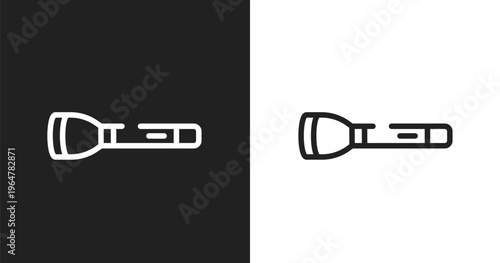 Torch icon. Linear black, white icon from hunting collection. Outline torch vector. Thin line symbol isolated on white and black background