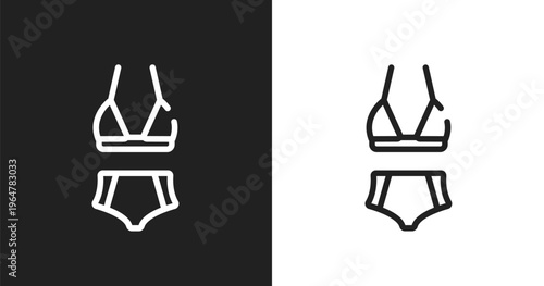 Bikini icon. Linear black, white icon from diving collection. Outline bikini vector. Thin line symbol isolated on white and black background