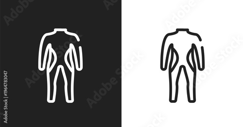 Diving suit icon. Linear black, white icon from diving collection. Outline diving suit vector. Thin line symbol isolated on white and black background