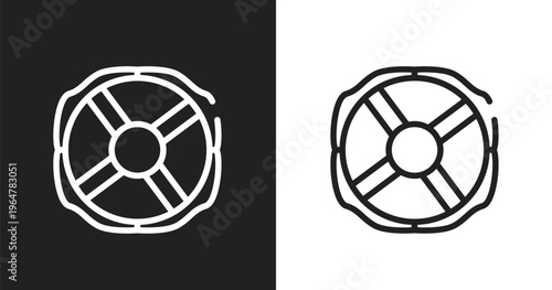 Lifebuoy icon. Linear black, white icon from diving collection. Outline lifebuoy vector. Thin line symbol isolated on white and black background