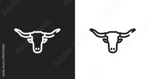 Bull icon. Linear black, white icon from animals collection. Outline bull vector. Thin line symbol isolated on white and black background