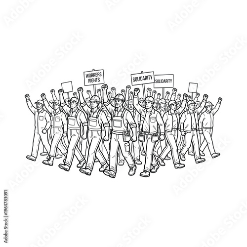 Protesters marching in the street together.