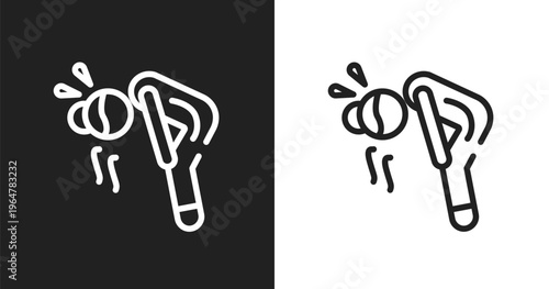 Fatigue icon. Linear black, white icon from desert collection. Outline fatigue vector. Thin line symbol isolated on white and black background