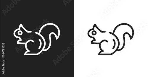 Chipmunk icon. Linear black, white icon from animal head collection. Outline chipmunk vector. Thin line symbol isolated on white and black background