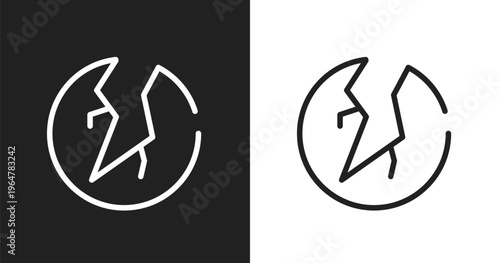 Crack icon. Linear black, white icon from desert collection. Outline crack vector. Thin line symbol isolated on white and black background