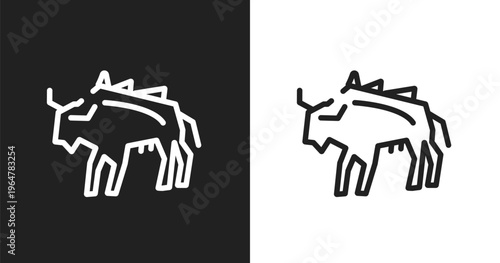 Bison icon. Linear black, white icon from animal head collection. Outline bison vector. Thin line symbol isolated on white and black background