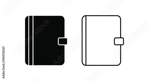 Black and white notebooks with elastic closure Vector