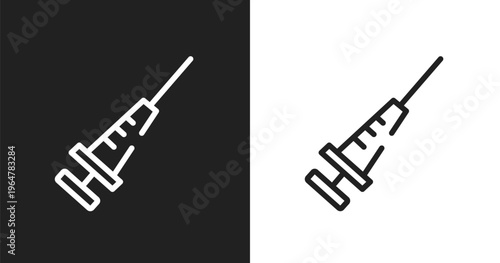 Vaccine icon. Linear black, white icon from wildlife collection. Outline vaccine vector. Thin line symbol isolated on white and black background