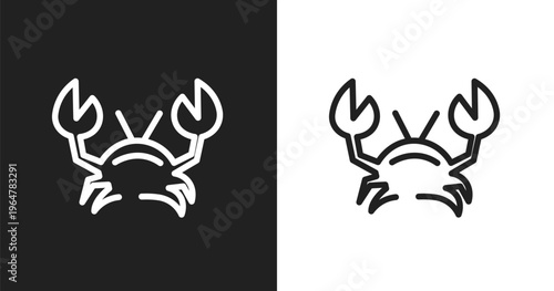 Crab icon. Linear black, white icon from wildlife collection. Outline crab vector. Thin line symbol isolated on white and black background