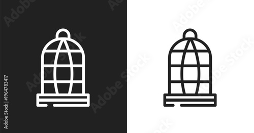 Cage icon. Linear black, white icon from zoo collection. Outline cage vector. Thin line symbol isolated on white and black background