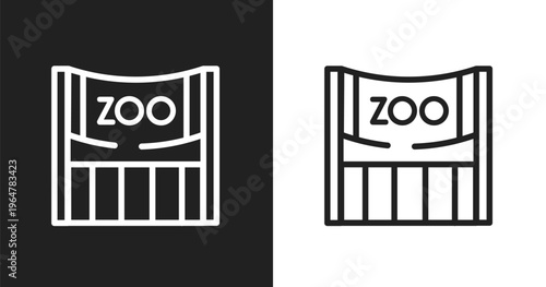 Zoo icon. Linear black, white icon from zoo collection. Outline zoo vector. Thin line symbol isolated on white and black background