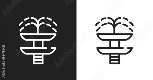 Fountain icon. Linear black, white icon from zoo collection. Outline fountain vector. Thin line symbol isolated on white and black background