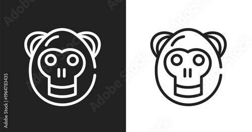 Orangutan icon. Linear black, white icon from zoo collection. Outline orangutan vector. Thin line symbol isolated on white and black background