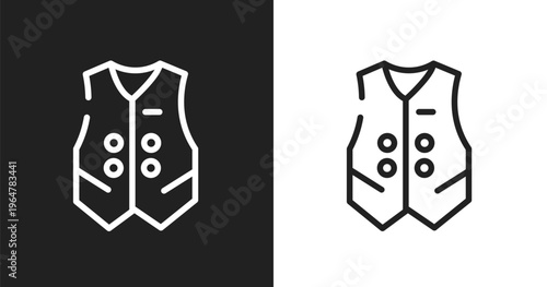 Waistcoat icon. Linear black, white icon from wildlife collection. Outline waistcoat vector. Thin line symbol isolated on white and black background