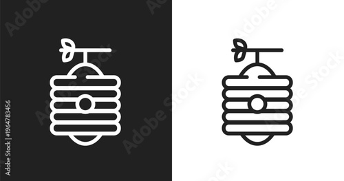 Beehive icon. Linear black, white icon from wildlife collection. Outline beehive vector. Thin line symbol isolated on white and black background