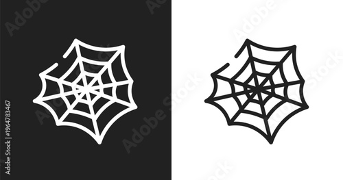 Spider web icon. Linear black, white icon from wildlife collection. Outline spider web vector. Thin line symbol isolated on white and black background
