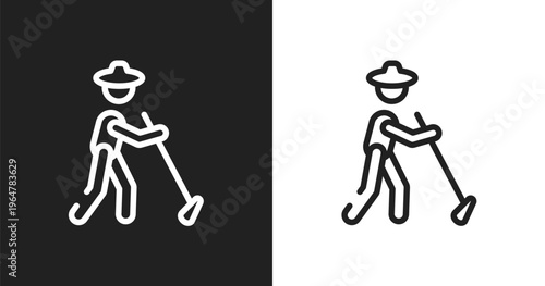 Gardener icon. Linear black, white icon from in the zoo collection. Outline gardener vector. Thin line symbol isolated on white and black background