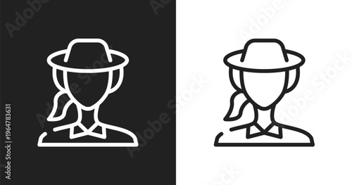 Biologist icon. Linear black, white icon from in the zoo collection. Outline biologist vector. Thin line symbol isolated on white and black background