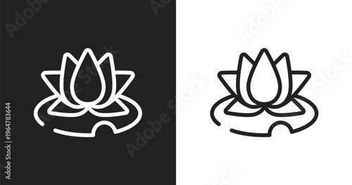 Water lily icon. Linear black, white icon from wildlife collection. Outline water lily vector. Thin line symbol isolated on white and black background