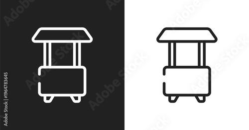 Food cart icon. Linear black, white icon from in the zoo collection. Outline food cart vector. Thin line symbol isolated on white and black background