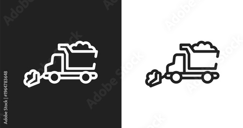 Snowplow icon. Linear black, white icon from winter nature collection. Outline snowplow vector. Thin line symbol isolated on white and black background