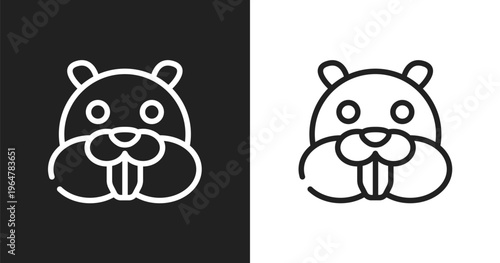 Beaver icon. Linear black, white icon from wildlife collection. Outline beaver vector. Thin line symbol isolated on white and black background