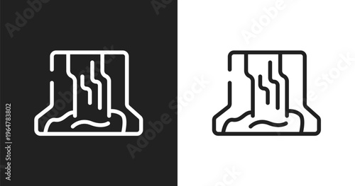 Waterfall icon. Linear black, white icon from africa collection. Outline waterfall vector. Thin line symbol isolated on white and black background