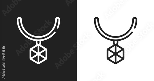 Pendant icon. Linear black, white icon from africa collection. Outline pendant vector. Thin line symbol isolated on white and black background