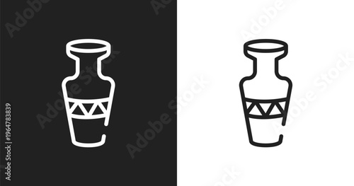 Vase icon. Linear black, white icon from africa collection. Outline vase vector. Thin line symbol isolated on white and black background