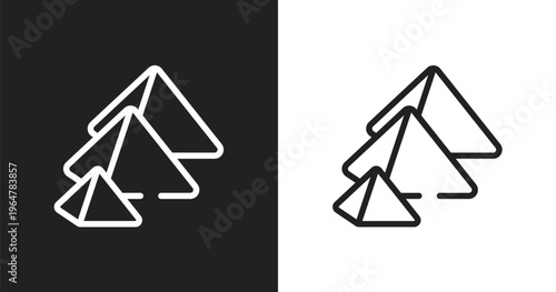 Pyramid icon. Linear black, white icon from africa collection. Outline pyramid vector. Thin line symbol isolated on white and black background