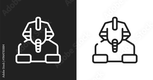 Sphinx icon. Linear black, white icon from africa collection. Outline sphinx vector. Thin line symbol isolated on white and black background