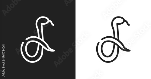Snake icon. Linear black, white icon from animals collection. Outline snake vector. Thin line symbol isolated on white and black background