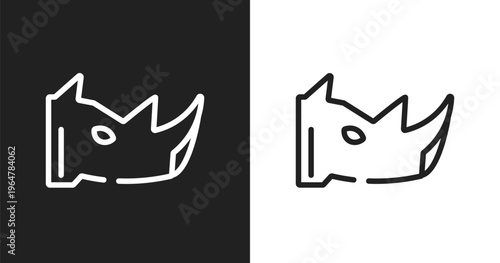 Rhinoceros icon. Linear black, white icon from animals collection. Outline rhinoceros vector. Thin line symbol isolated on white and black background