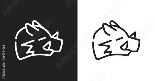 Boar icon. Linear black, white icon from animals collection. Outline boar vector. Thin line symbol isolated on white and black background