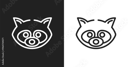 Raccoon icon. Linear black, white icon from animals collection. Outline raccoon vector. Thin line symbol isolated on white and black background