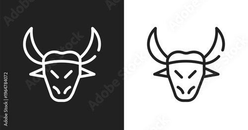 Buffalo icon. Linear black, white icon from animals collection. Outline buffalo vector. Thin line symbol isolated on white and black background