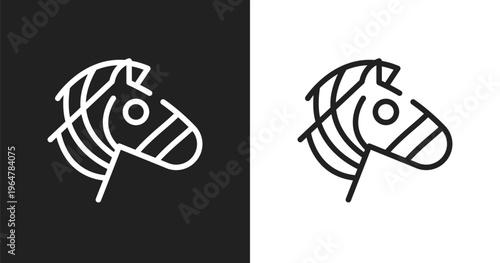 Zebra icon. Linear black, white icon from animals collection. Outline zebra vector. Thin line symbol isolated on white and black background
