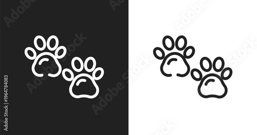 Pawprint icon. Linear black, white icon from animals collection. Outline pawprint vector. Thin line symbol isolated on white and black background