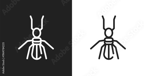 Termite icon. Linear black, white icon from insects collection. Outline termite vector. Thin line symbol isolated on white and black background