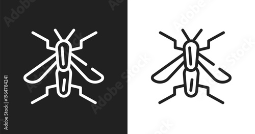 Wasp icon. Linear black, white icon from nature collection. Outline wasp vector. Thin line symbol isolated on white and black background