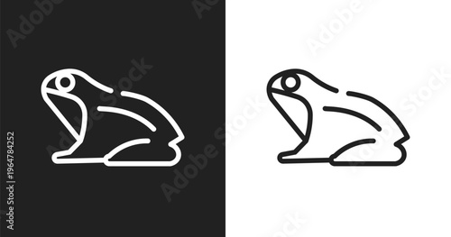 Frog icon. Linear black, white icon from nature collection. Outline frog vector. Thin line symbol isolated on white and black background