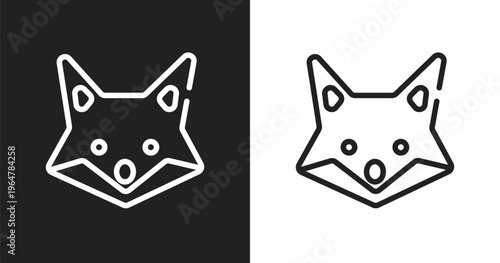 Fox icon. Linear black, white icon from nature collection. Outline fox vector. Thin line symbol isolated on white and black background