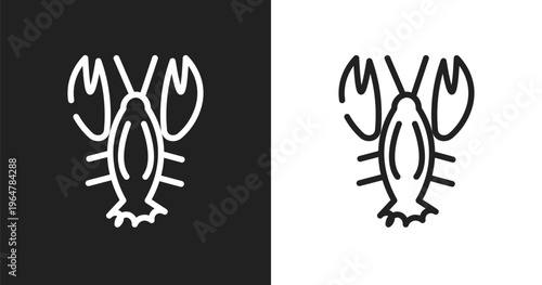 Lobster icon. Linear black, white icon from nature collection. Outline lobster vector. Thin line symbol isolated on white and black background