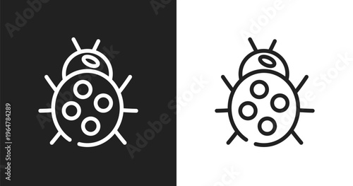 Ladybug icon. Linear black, white icon from nature collection. Outline ladybug vector. Thin line symbol isolated on white and black background